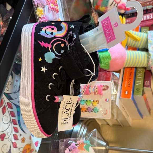 The Children's Place Other - The Children's Place Black Sneakers with Colorful Designs